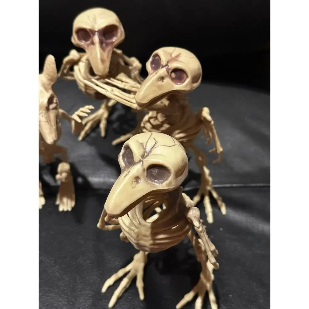 Lot 5 Poseable Rat & Vulture Skeletons Halloween Creepy Haunted House Decor Prop